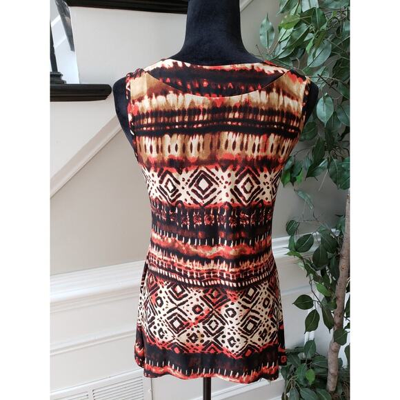 New Directions Top Blouse Women's PS Multi Geo Print Pearl & Jeweled Round Neck - Picture 11 of 11